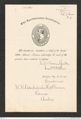 k.k. naturhistorisches Hofmuseum, Intendanzakten 1885-1896 (Hauer), Aktenzahl Z.7/1889, Seite 1